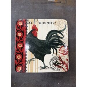 Certified International 11" Square Ceramic Rooster Plate, Jennifer Brinley